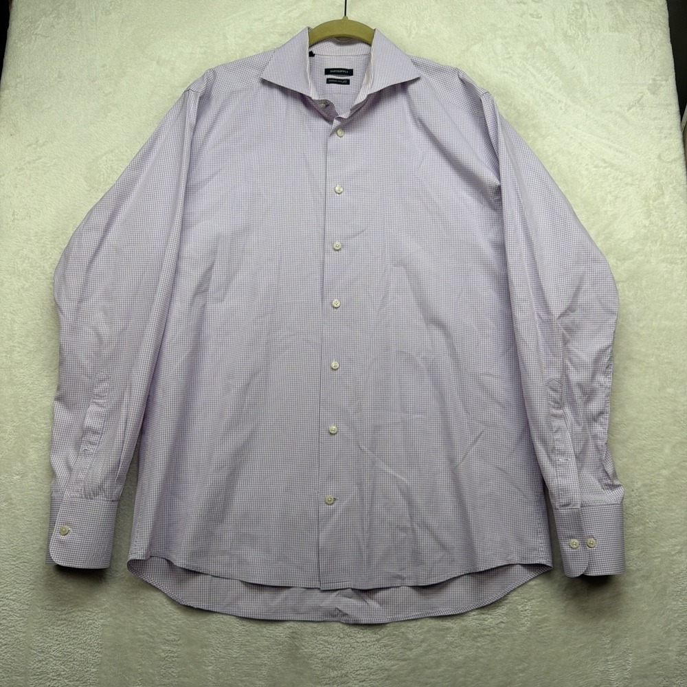 SuitSupply Dress Shirt Mens 16‎ Purple Check Business Professional Button Front